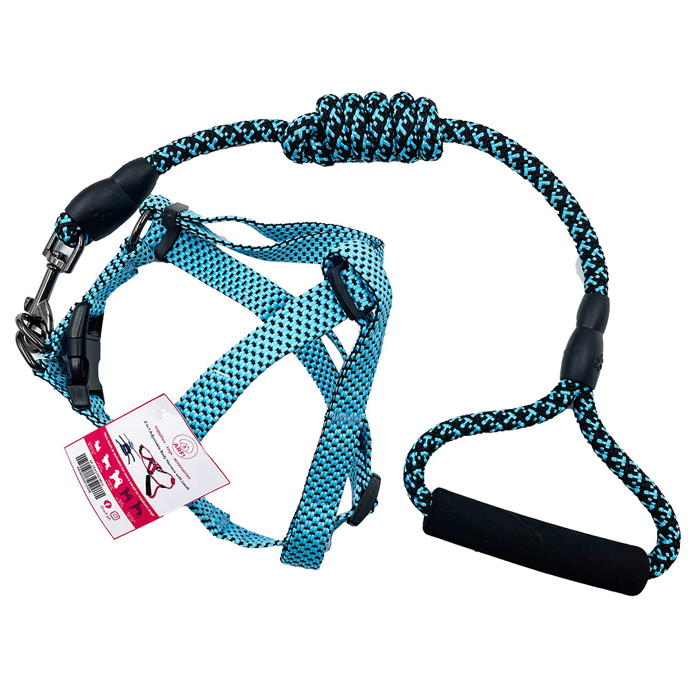 Complete 2-In-1 Adjustable Body Harness W/Leash And Padded Handle