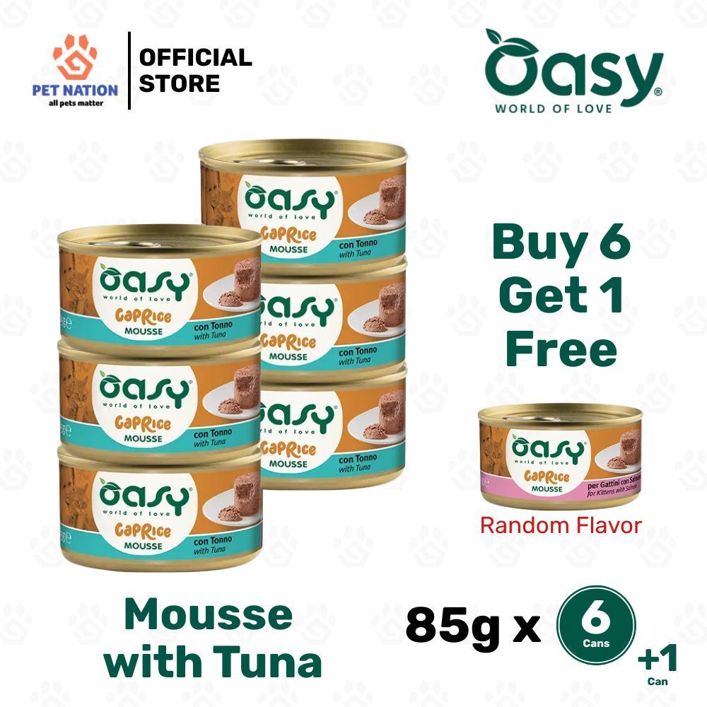 Oasy Caprice Mousse Wet Cat Food 85g x 6 Cans with FREE Can