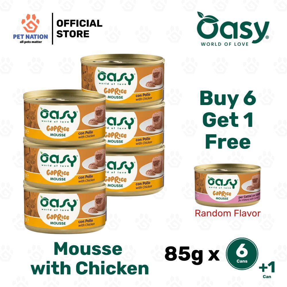 Oasy Caprice Mousse Wet Cat Food 85g x 6 Cans with FREE Can