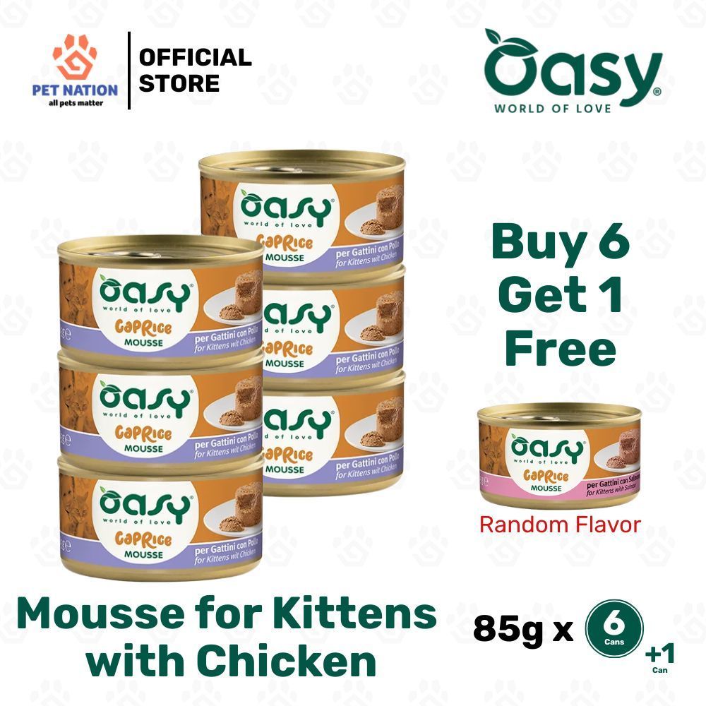 Oasy Caprice Mousse Wet Cat Food 85g x 6 Cans with FREE Can
